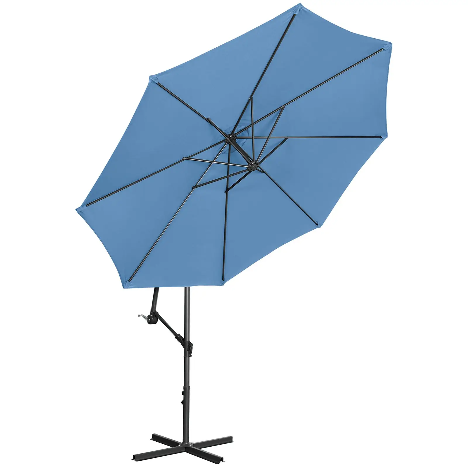 Parasol déporté - Bleu - Rond - Ø 300 cm - Inclinable (Avec socle: Oui)