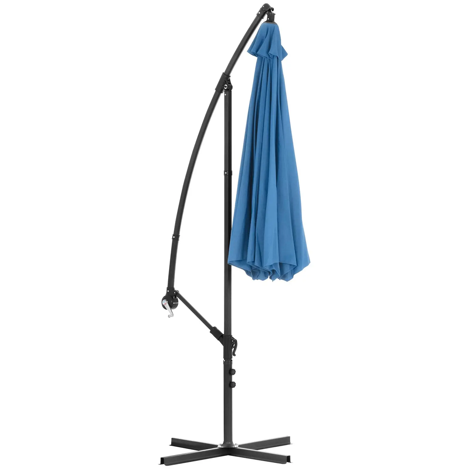Parasol déporté - Bleu - Rond - Ø 300 cm - Inclinable (Forme: Ronde)