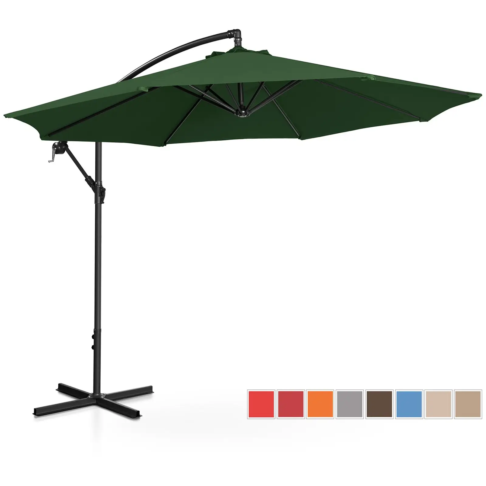Parasol déporté - Vert - Rond - Ø 300 cm - Inclinable - Image du produit