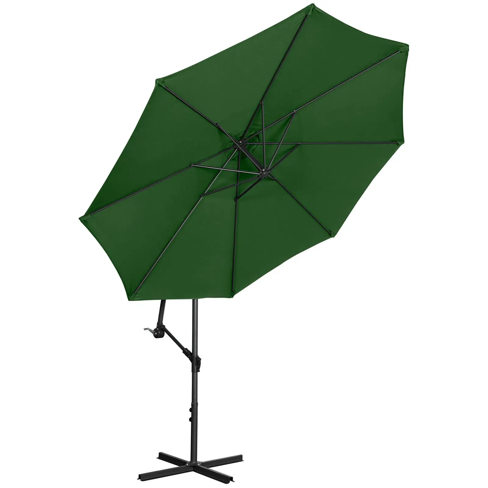 Parasol déporté - Vert - Rond - Ø 300 cm - Inclinable (Avec socle: Oui)