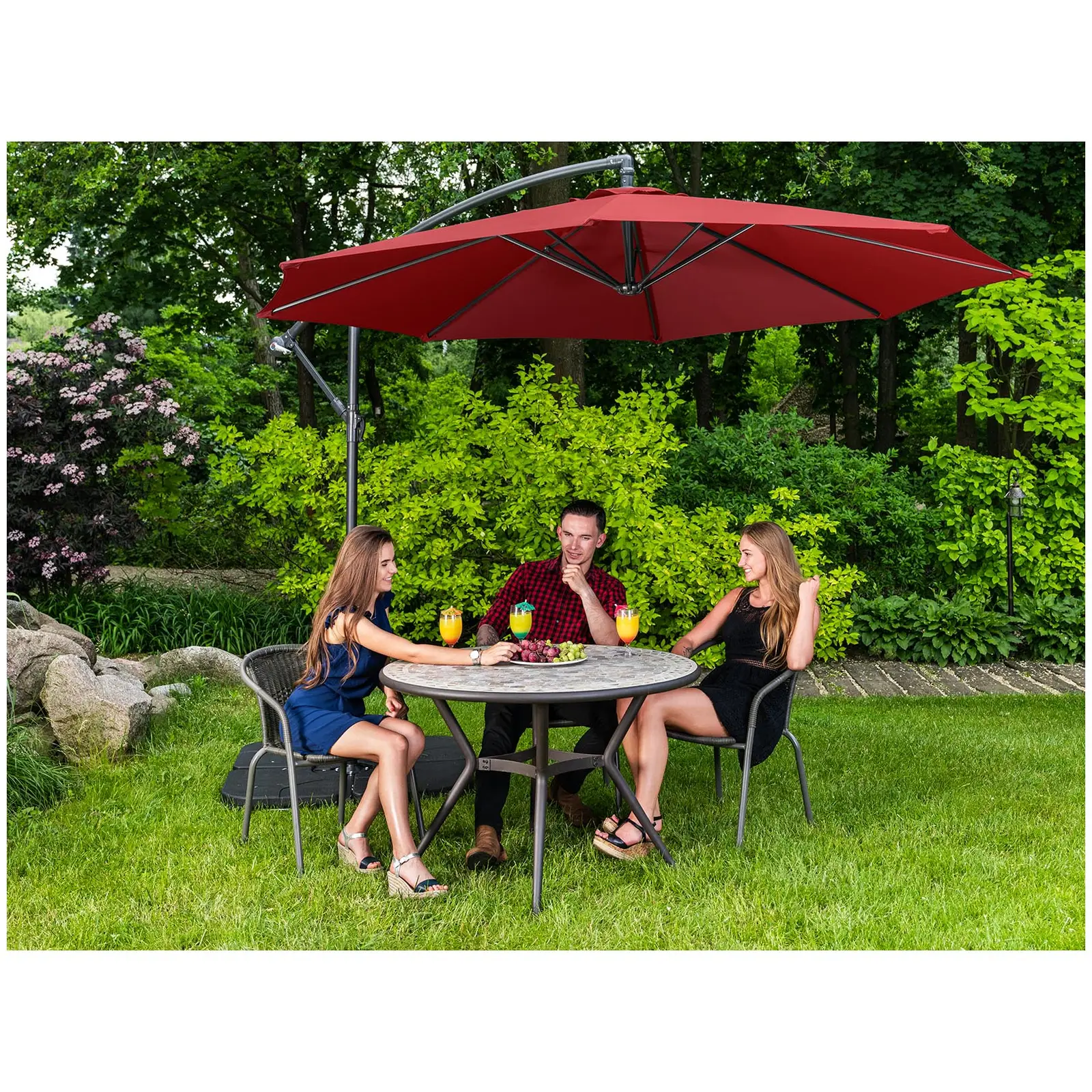 Garden umbrella - claret  - round - Ø 300 cm - tiltable