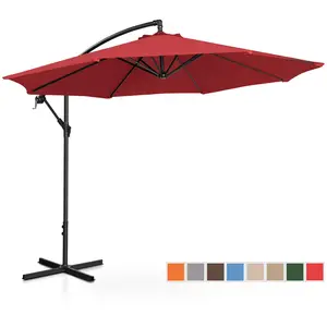 Aurinkovarjo - viininpunainen - pyöreä - Ø 300 cm - kallistettava