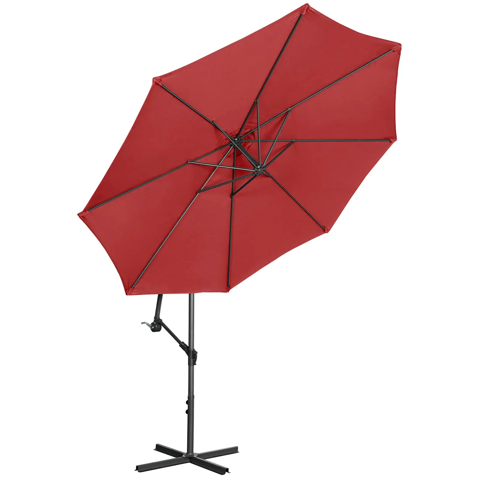 Boční slunečník - vínový - kulatý - Ø 300 cm - naklápěcí (S podstavcem: Ano)