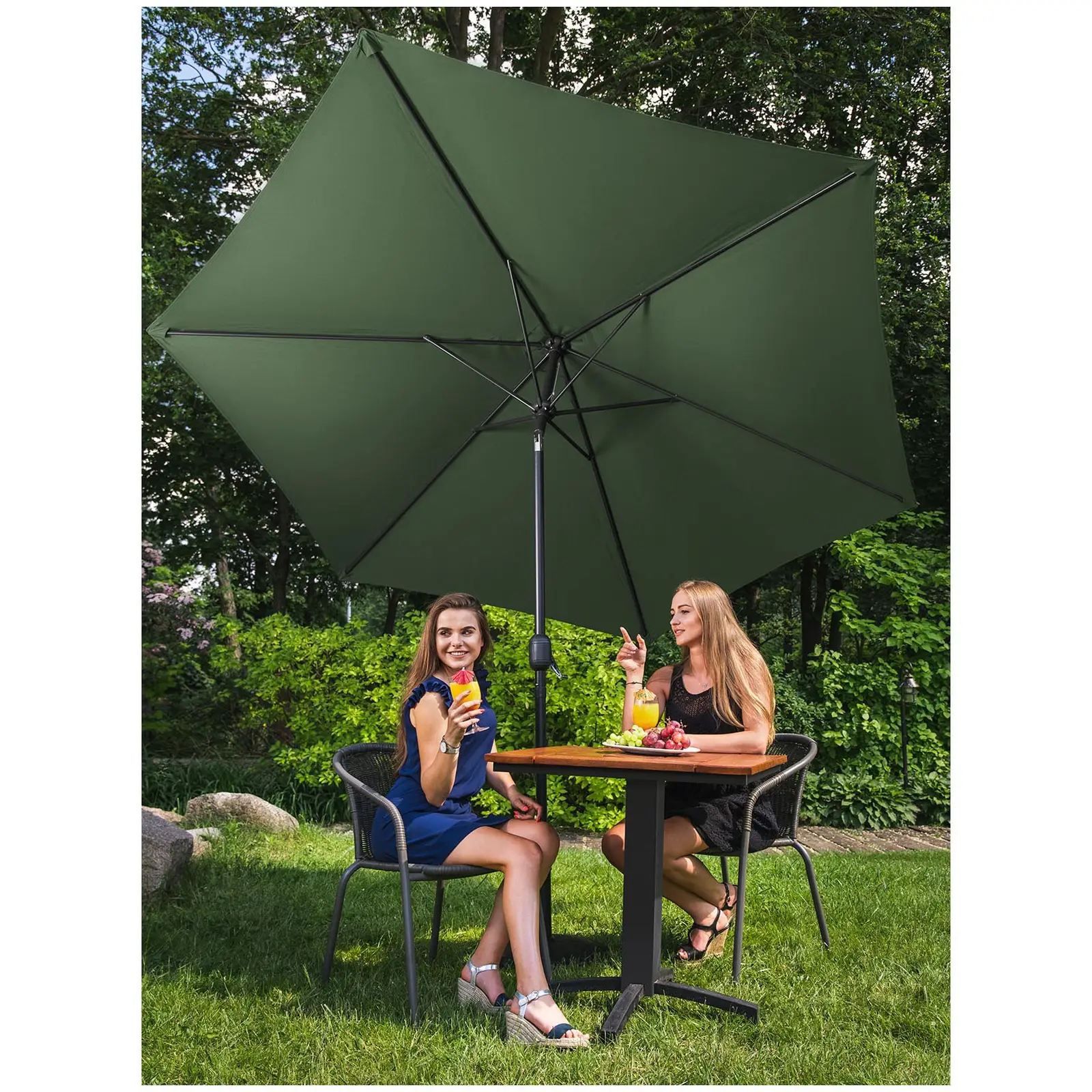 Velký slunečník - zelený - šestihranný - Ø 300 cm - s náklonem (Vodotěsný materiál: Ne)