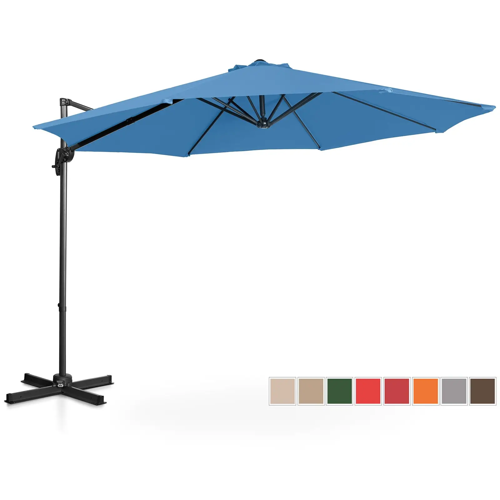 Aurinkovarjo - sininen - pyöreä - Ø 300 cm - kallistettava ja käännettävä