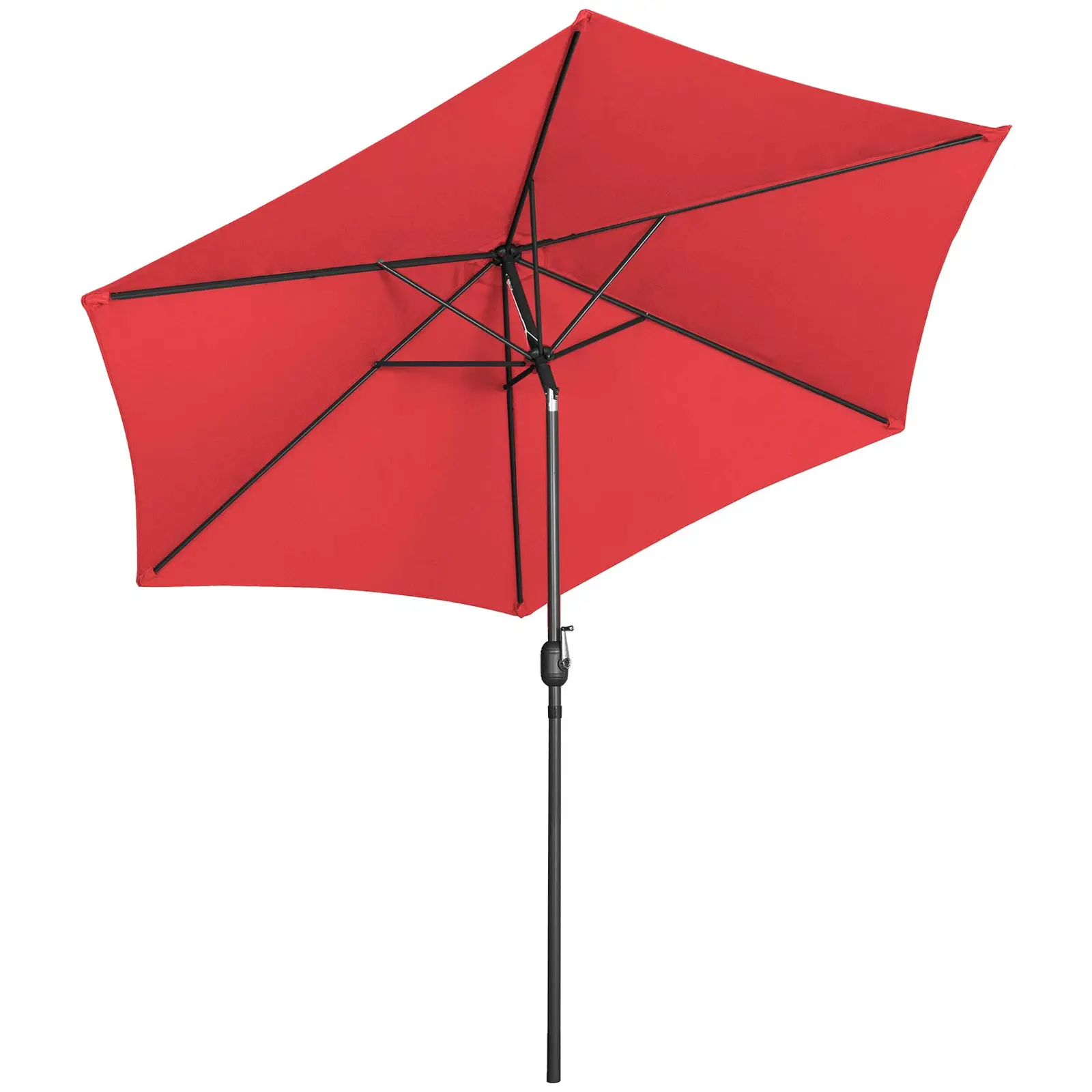Stort parasoll - rött - sexkantigt - Ø 300 cm - fällbart