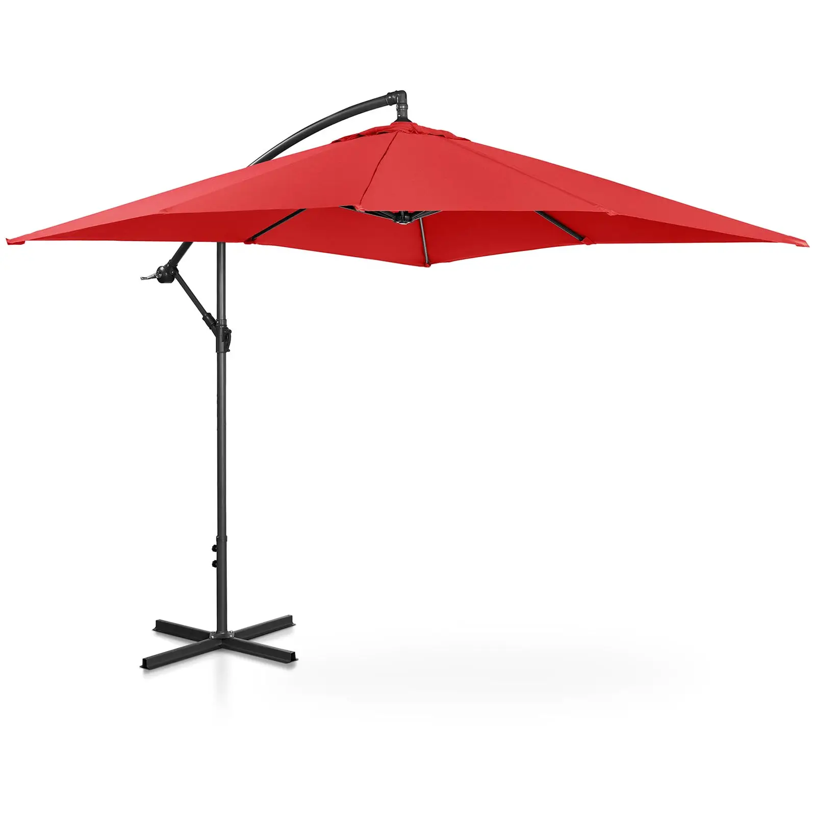 Градински чадър - Червен - Квадратен - 250 х 250 см - Накланящ се