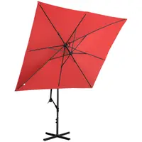 Ombrellone decentrato - Rosso - Quadrato - 250 x 250 cm - Inclinabile