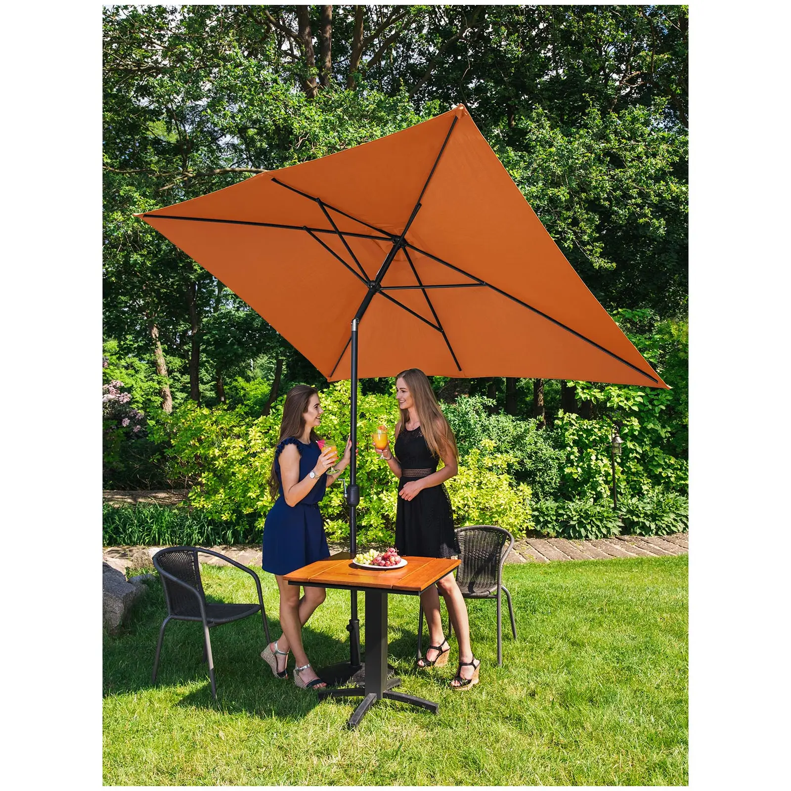 Grand parasol - Orange - Rectangulaire - 200 x 300 cm - Inclinable (Nombre de baleines: 6)
