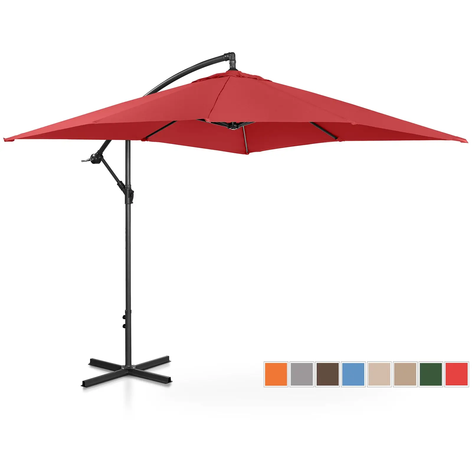 Parasol ogrodowy wiszący - bordowy - kwadratowy - 250 x 250 cm - uchylny