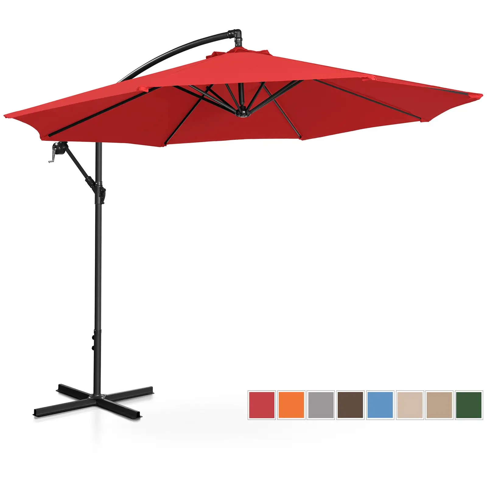 Parasol ogrodowy wiszący - czerwony - okrągły - Ø300 cm - uchylny