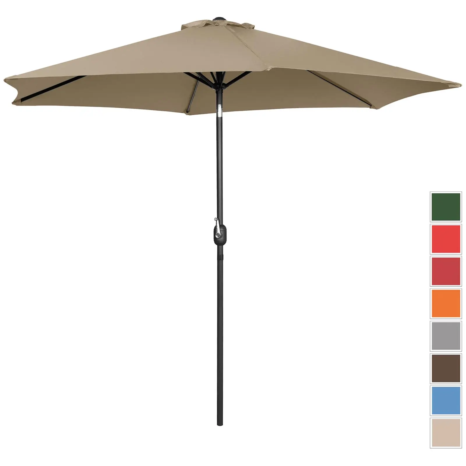 Голям градински чадър - тъмнокафяв - шестоъгълен - Ø 300 см - с възможност за накланяне