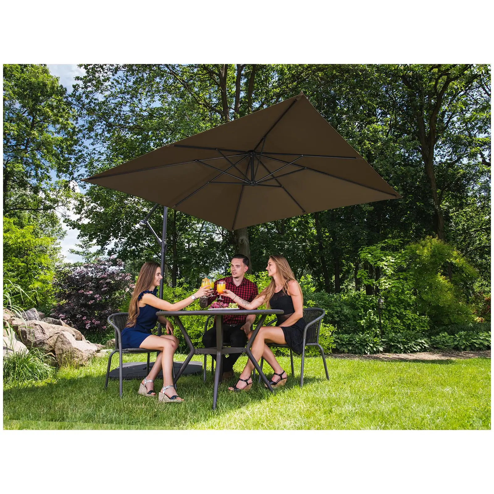 Outlet Parasol ogrodowy wiszący - brązowy - kwadratowy - 250 x 250 cm - uchylny