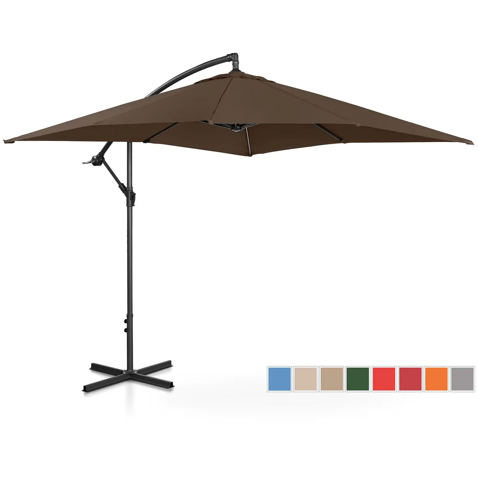 Outlet Parasol ogrodowy wiszący - brązowy - kwadratowy - 250 x 250 cm - uchylny