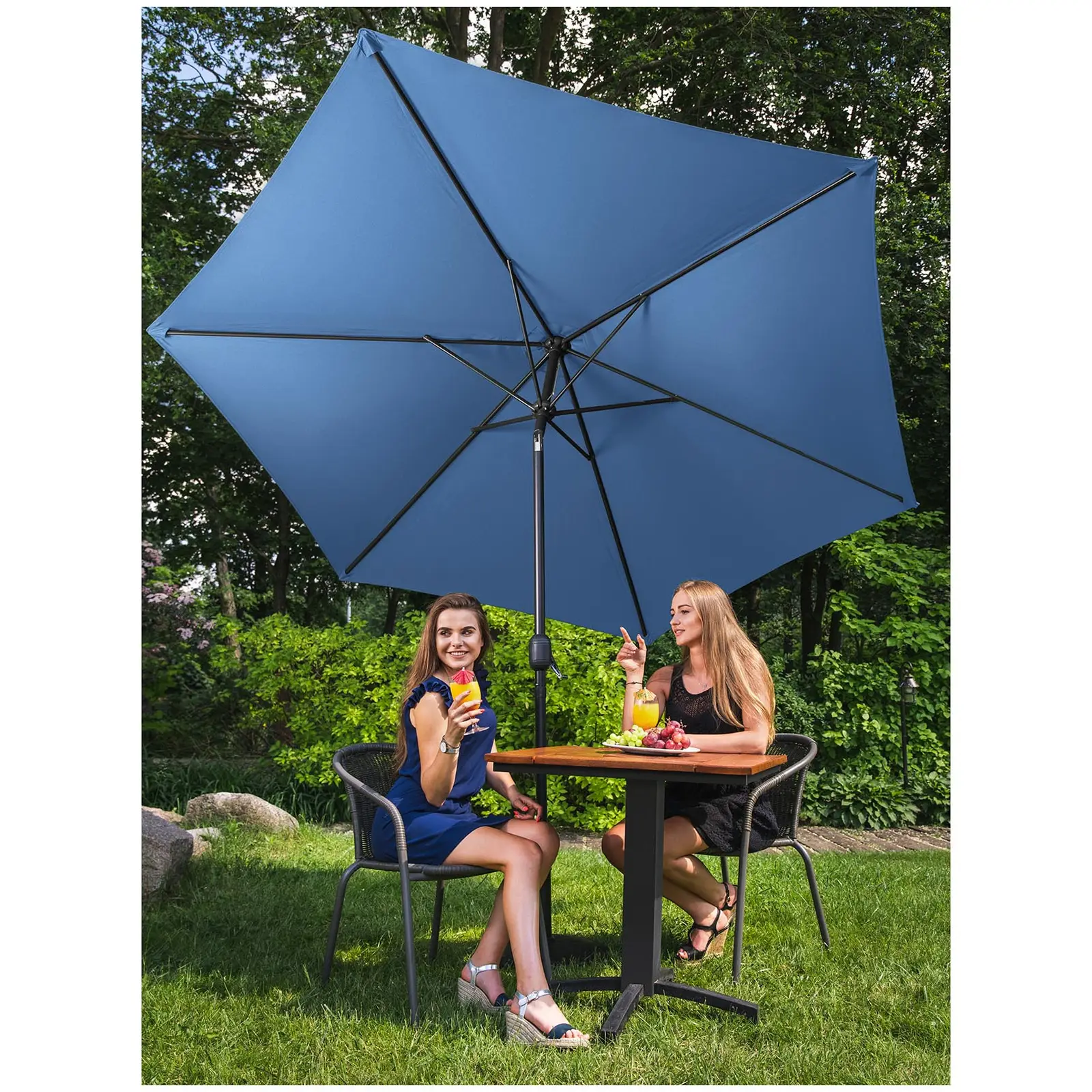 Large Garden Umbrella - blue - hexagonal - Ø 300 cm - tiltable