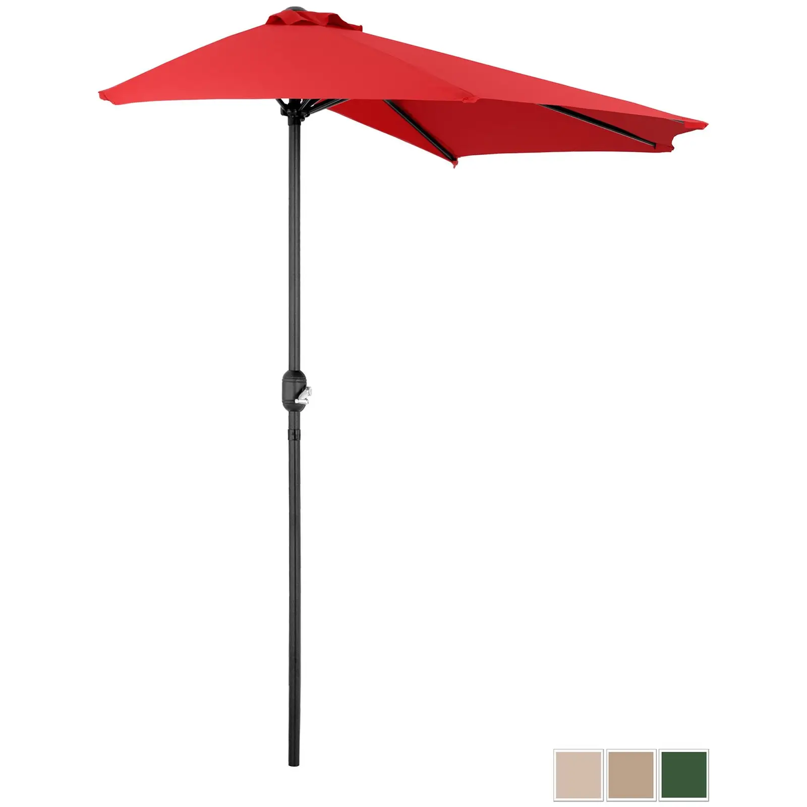 Parasol ogrodowy półokrągły - czerwony - pięciokątny - 270 x 135 cm