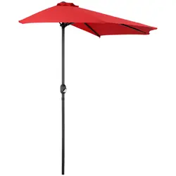 Halv parasol - rød - femkantet - 270 x 135 cm