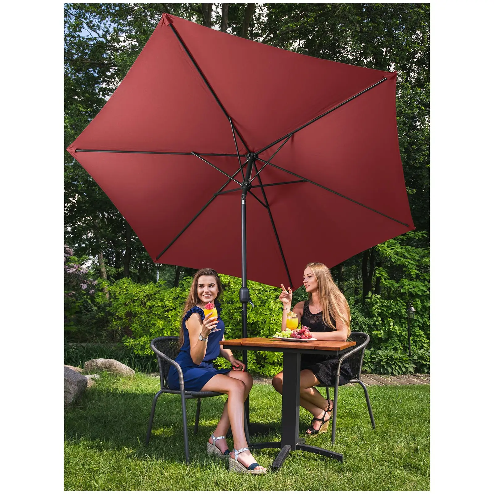 Velký slunečník - vínový - šestihranný - Ø 300 cm - naklápěcí (Počet lamel: 6)