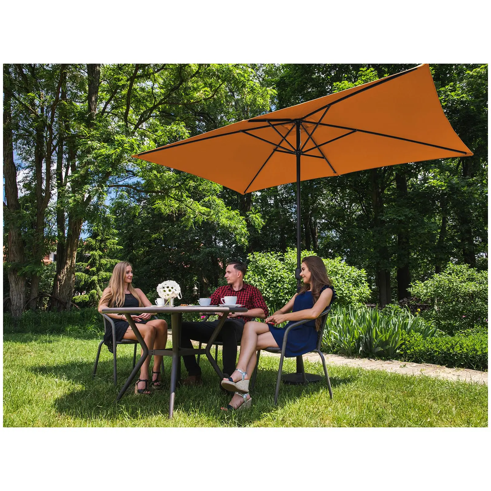 Grand parasol - Orange - Rectangulaire - 200 x 300 cm (Matériau(x) imperméable(s): Non)