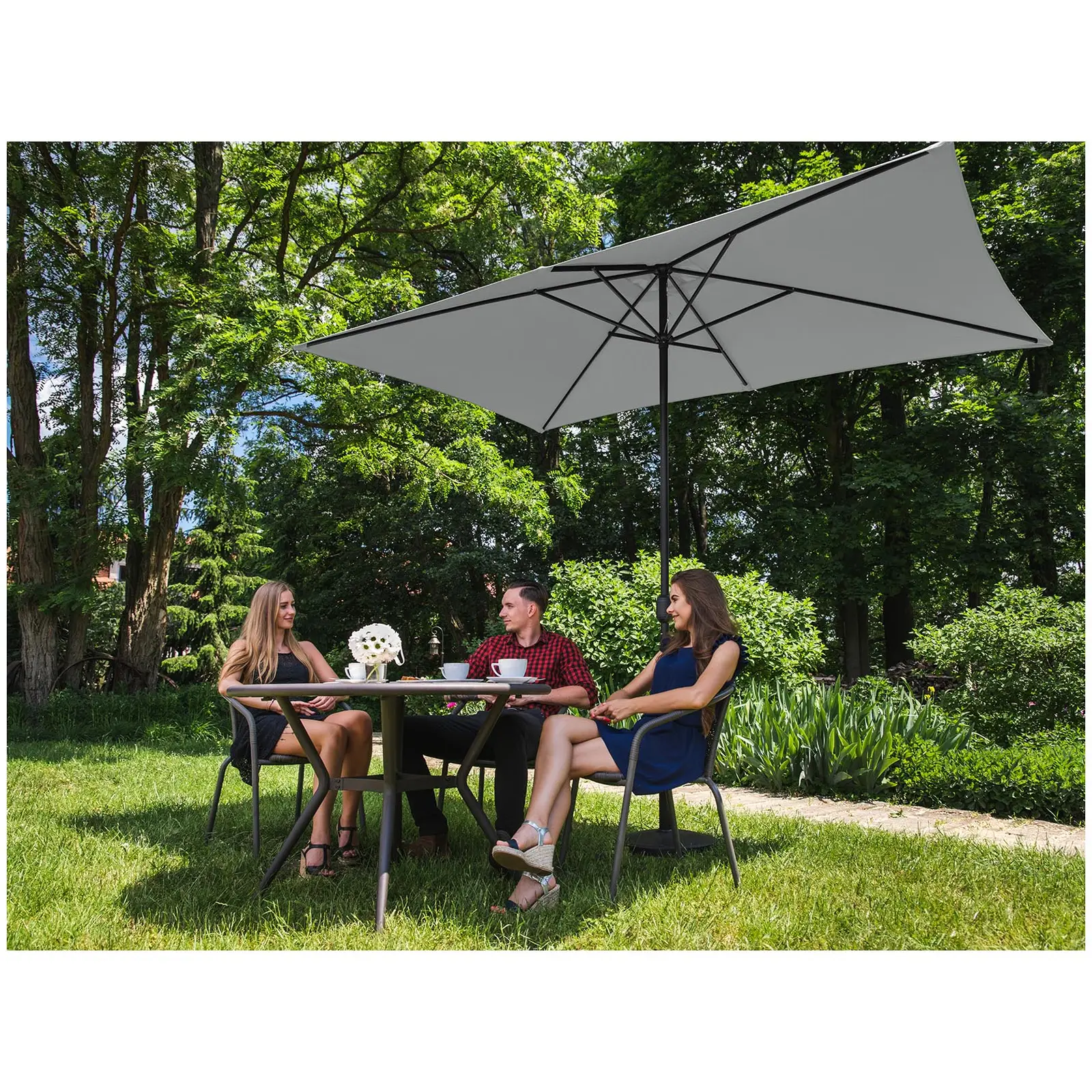 Parasol - mørkegrå - rektangulær - 200 x 300 cm (Vandtæt materiale: Nej)