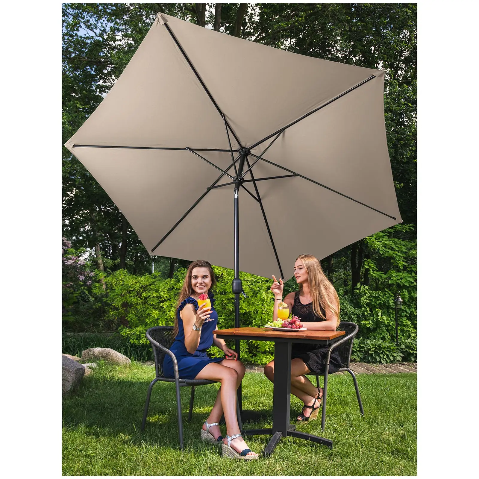 Голям градински чадър - кремав - шестоъгълен - Ø 300 см - с възможност за накланяне