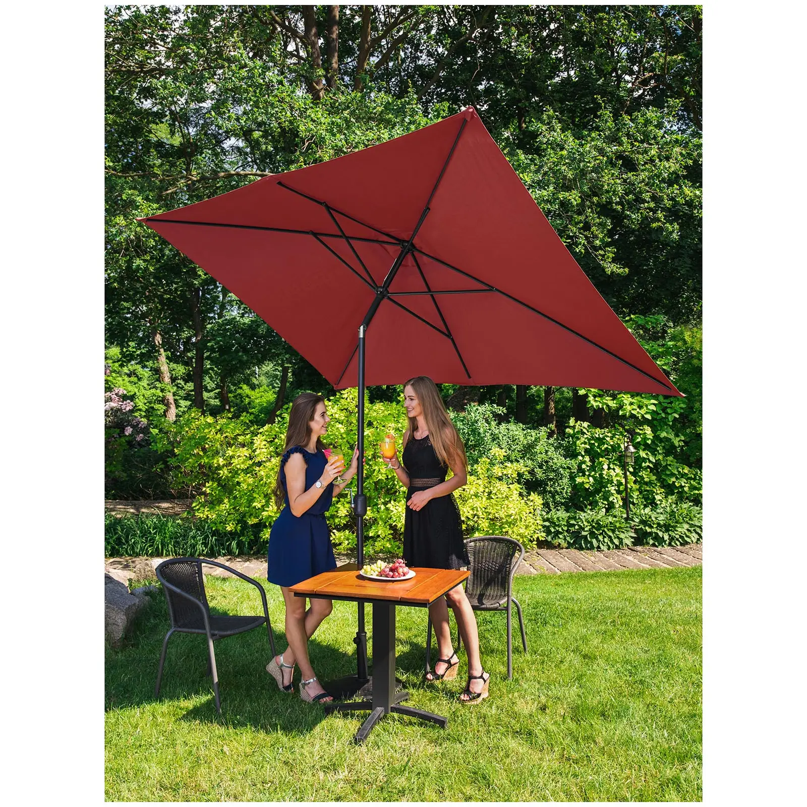 Outlet Parasol ogrodowy - bordowy - prostokątny - 200 x 300 cm - uchylny