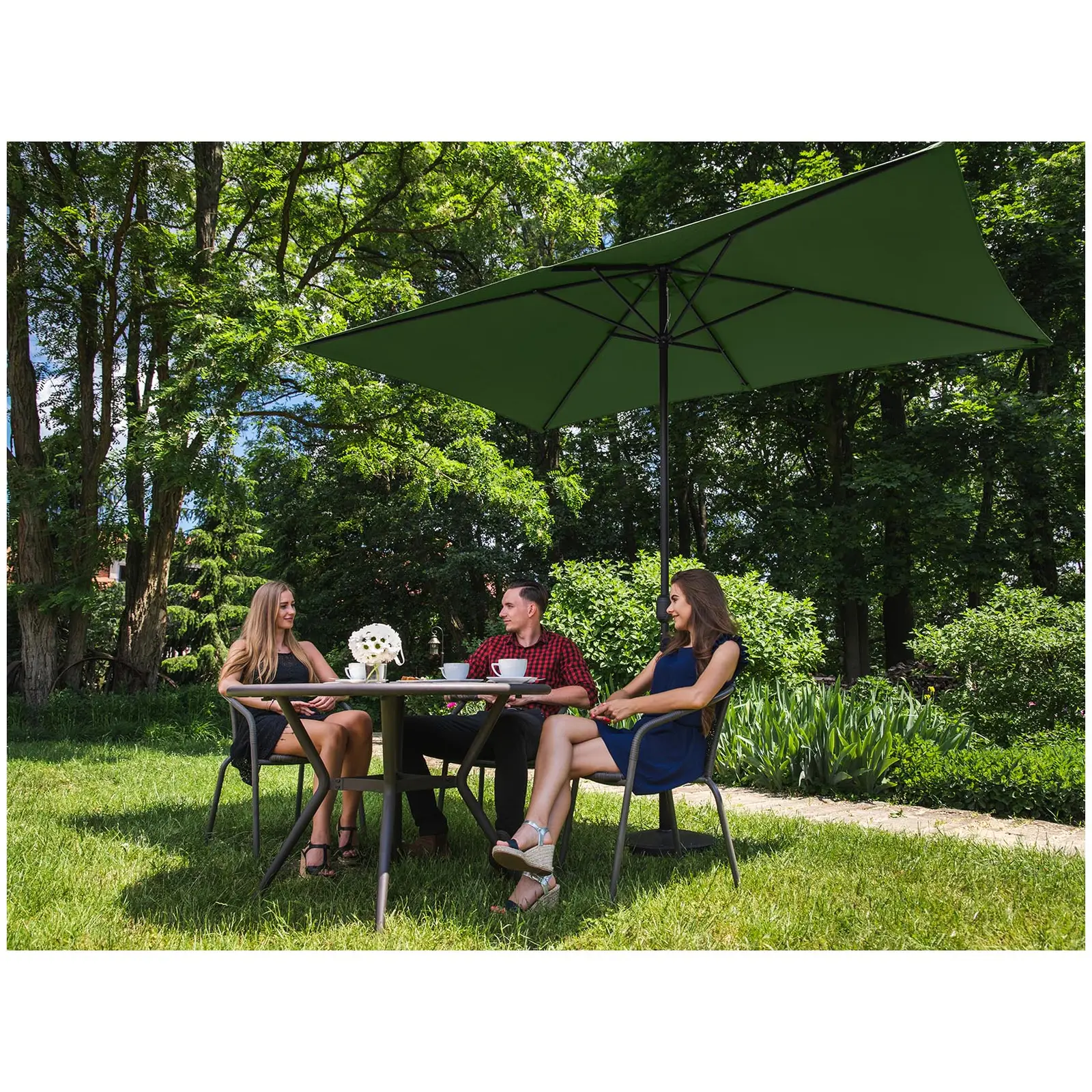 Factory second Large Outdoor Umbrella - green - rectangular - 200 x 300 cm