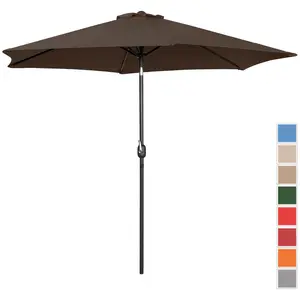 Stor utendørs paraply - brun - sekskantet - Ø 300 cm - vippbar