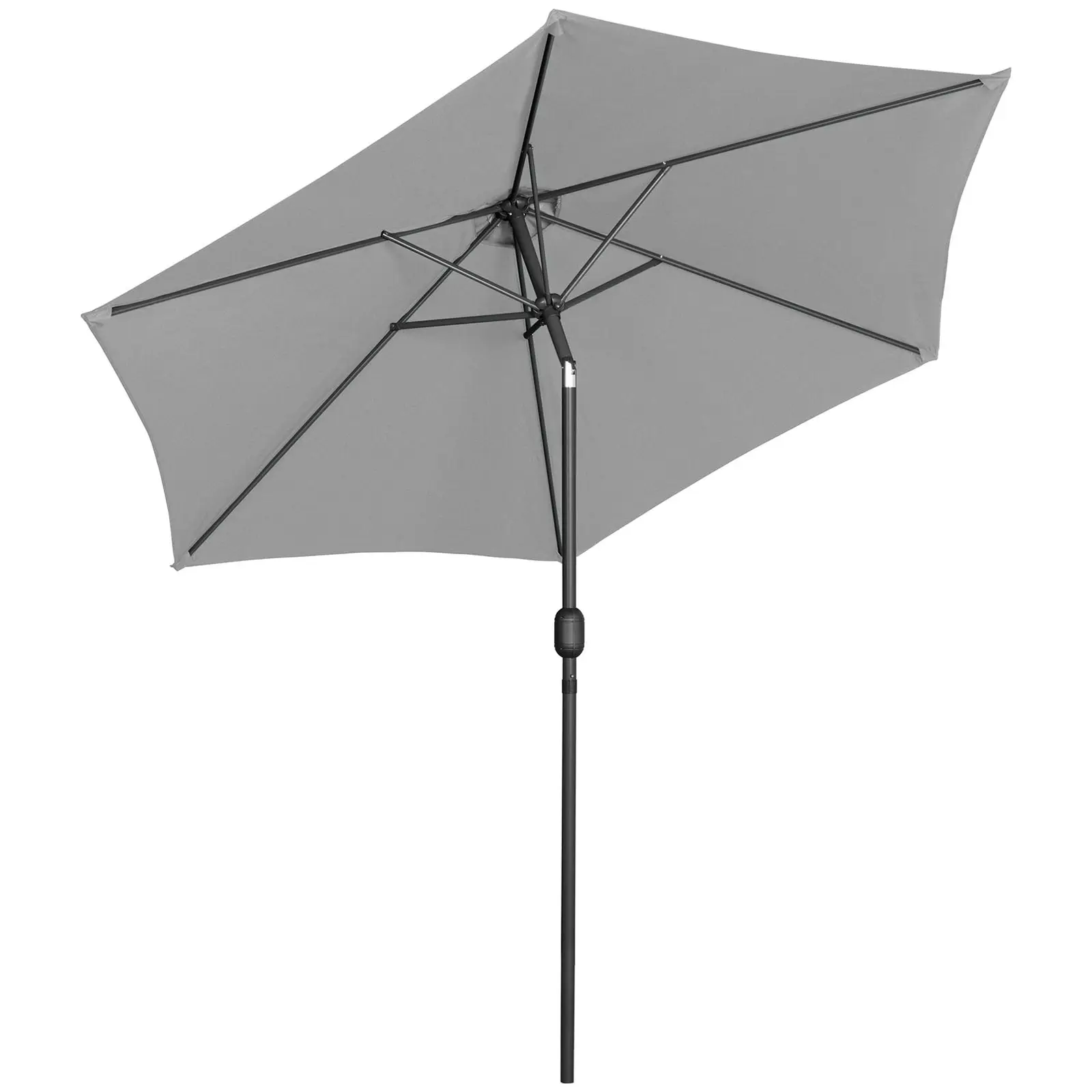 Parasoll stort - mörkgrå - sexkantigt - Ø 270 cm - fällbart