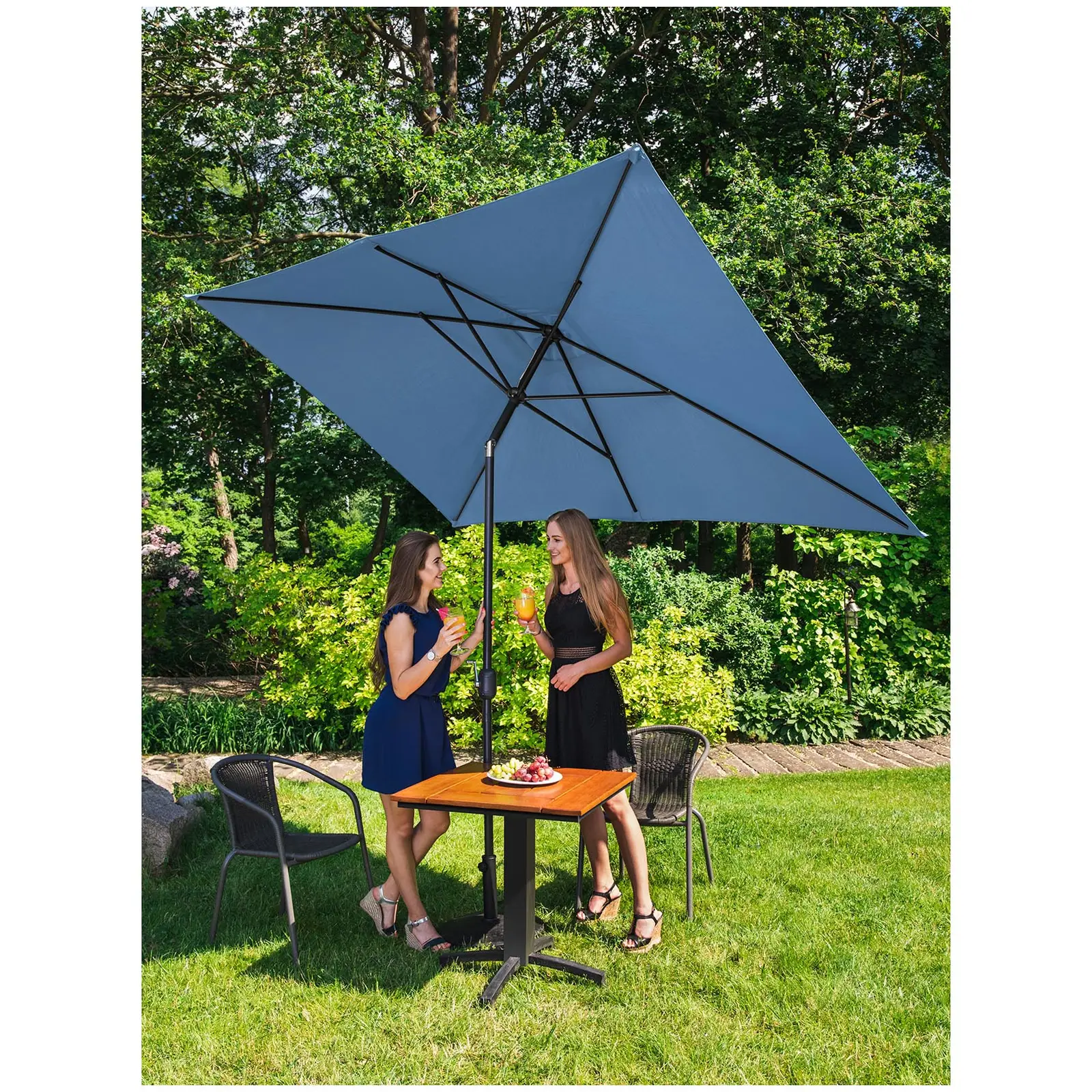 Factory second Large Outdoor Umbrella - blue - rectangular - 200 x 300 cm - tiltable