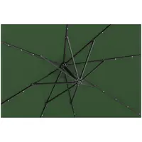 Parasol ogrodowy wiszący z diodami LED - zielony - okrągły - Ø300 cm - uchylny