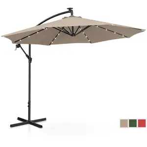 Garden umbrella with LED - cream - round - Ø 300 cm - tiltable