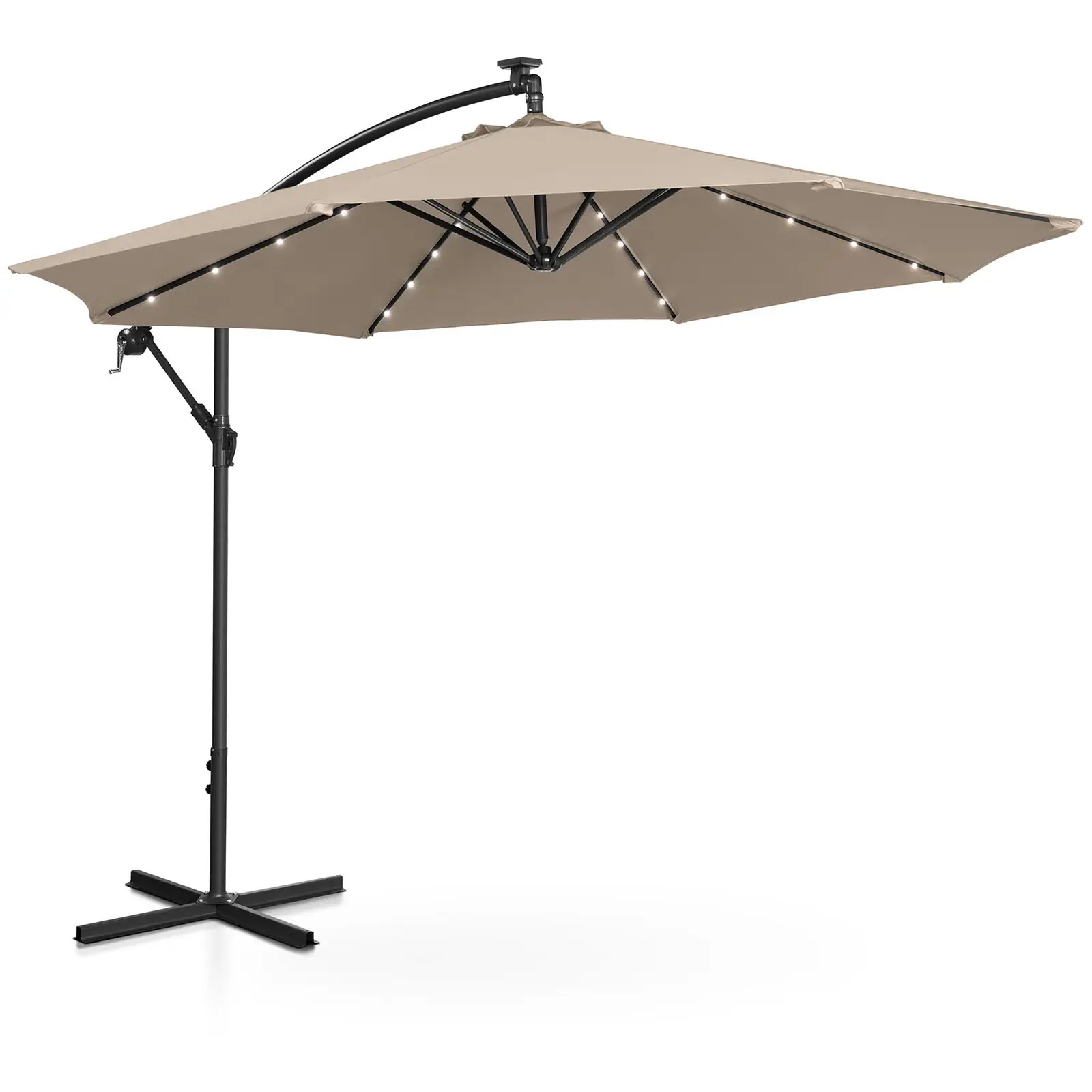 Parasol déporté avec LED - Crème - Rond - Ø 300 cm - Inclinable