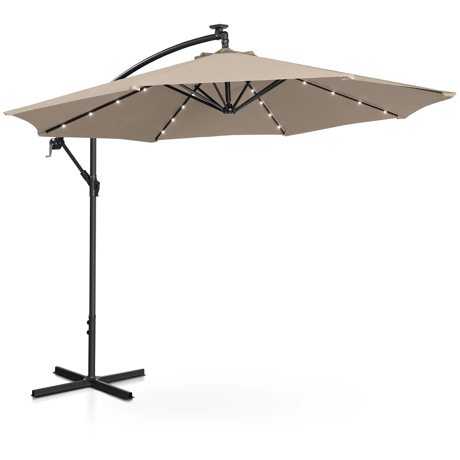 Garden umbrella with LED - cream - round - Ø 300 cm - tiltable