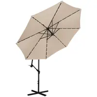 Parasol déporté avec LED - Crème - Rond - Ø 300 cm - Inclinable