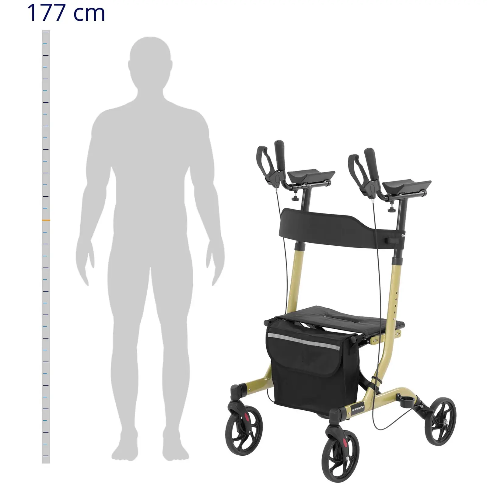Rollator - Champagne - 136 kg - 1050 - 1150 mm (Rugleuning: Ja)
