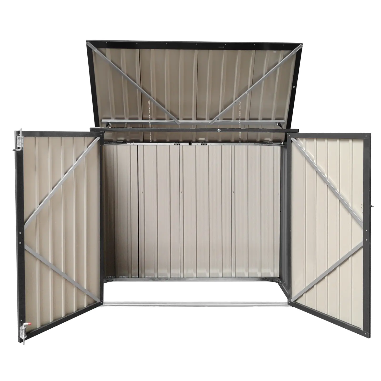 Uniprodo Lockable Metal Bin Box - Holds 2 X 240L Wheelie Bins, Galvanised Steel Shed