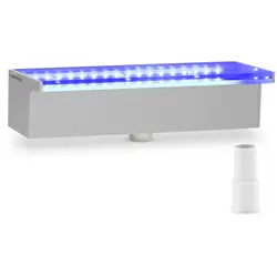Schwalldusche - 30 cm - LED-Beleuchtung - Blau / Weiß - tiefer Wasserauslauf