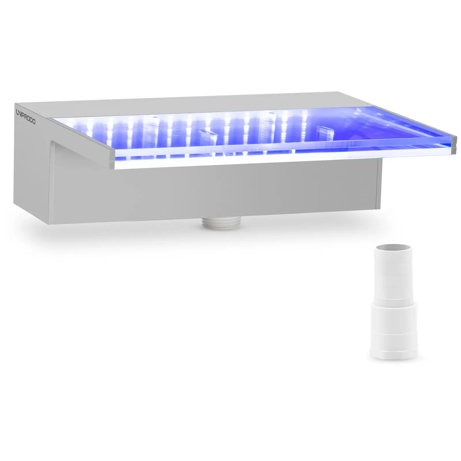 Duș de supratensiune - {{net_length}} cm - Iluminare cu LED-uri - Albastru / Alb - {{Lip_lenght}} mm ieșire de apă