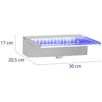 Vattenfall till pool - 30 cm - LED-belysning - Blå / vit - Djupt vattenutlopp