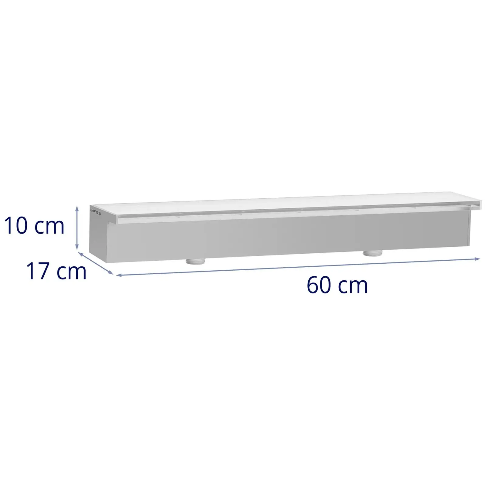 Viršutinis dušas – {{net_length}} cm – LED apšvietimas – Mėlyna / Balta – {{Lip_lenght}} mm vandens išleidimo anga