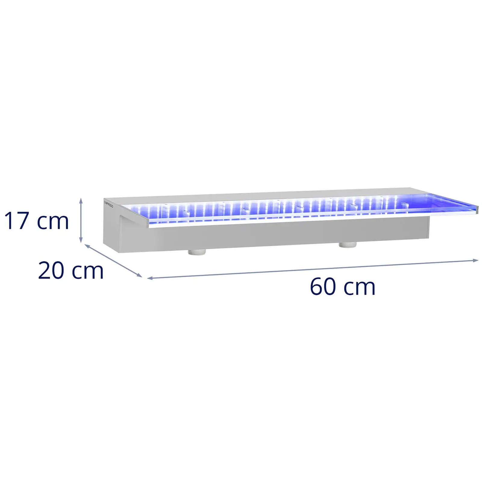 Fontaine de piscine - 60 cm - Éclairage LED - Bleu / Blanc - Rebord profond - 4