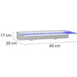 Wylewka wodospadowa - 60 cm - oświetlenie LED - niebieski/biały - do głębokiej wody