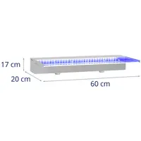 Duș de supratensiune - 60 cm - Iluminare cu LED-uri - Albastru / Alb - {{Lip_lenght}} mm ieșire de apă