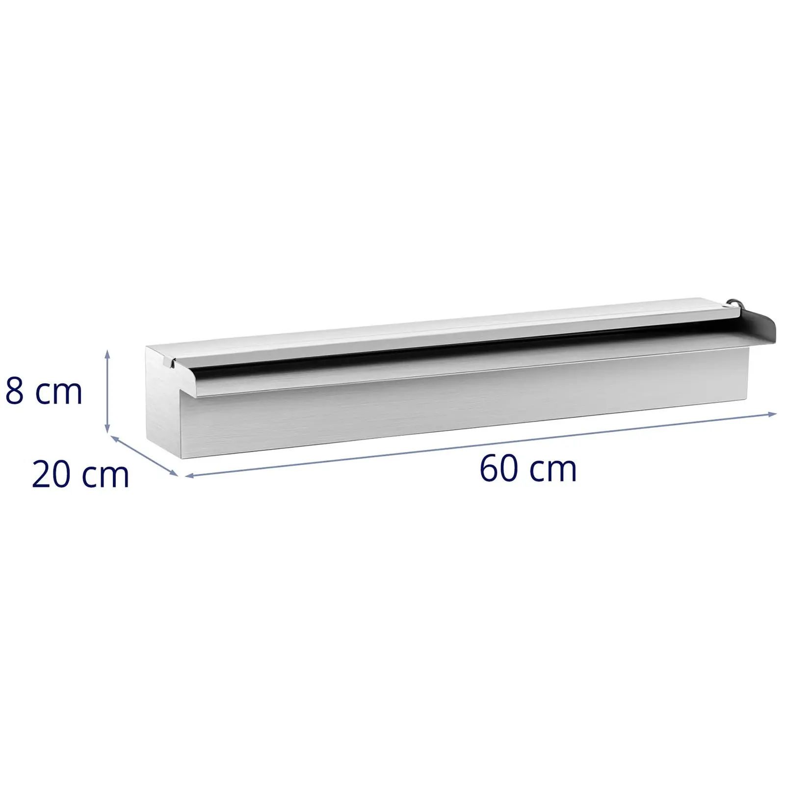 Chrlič vody - 60 cm - LED osvětlení - modrá/bílá - otevřený vývod vody (Materiál: Ušlechtilá ocel)