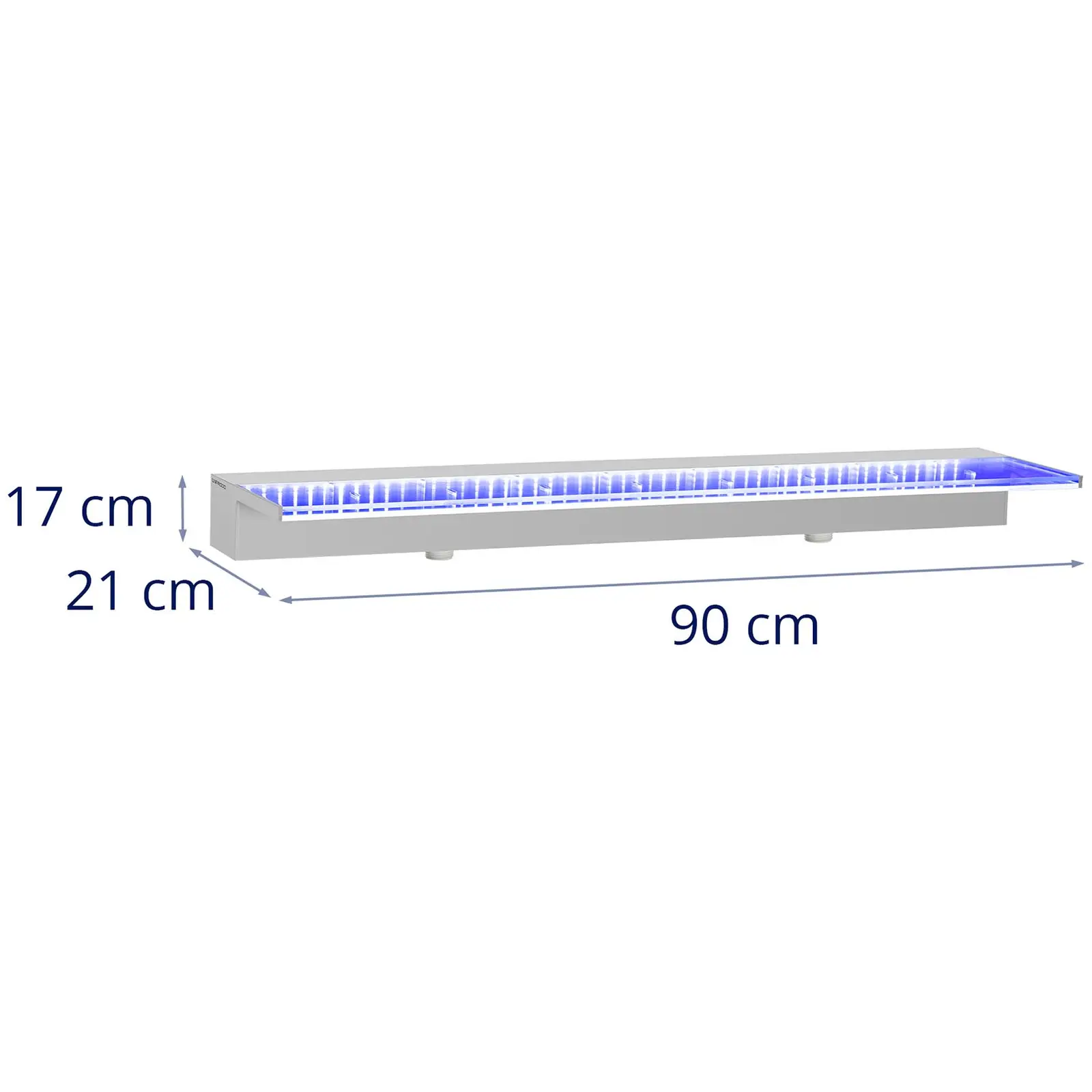 Vesiputoussuihku - 90 cm - LED-valaistus - sininen - syvä vesiputki