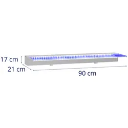 Medence szökőkút - 90 cm - LED világítás - kék - mély vízkifolyó
