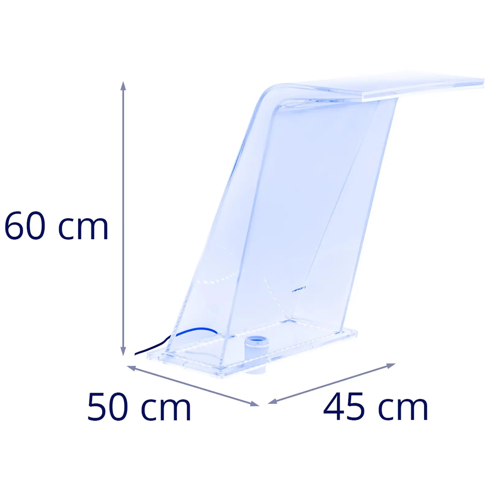 Vesiputoussuihku - 45 cm - LED-valaistus - sininen / valkoinen (Materiaali: Akryyli)