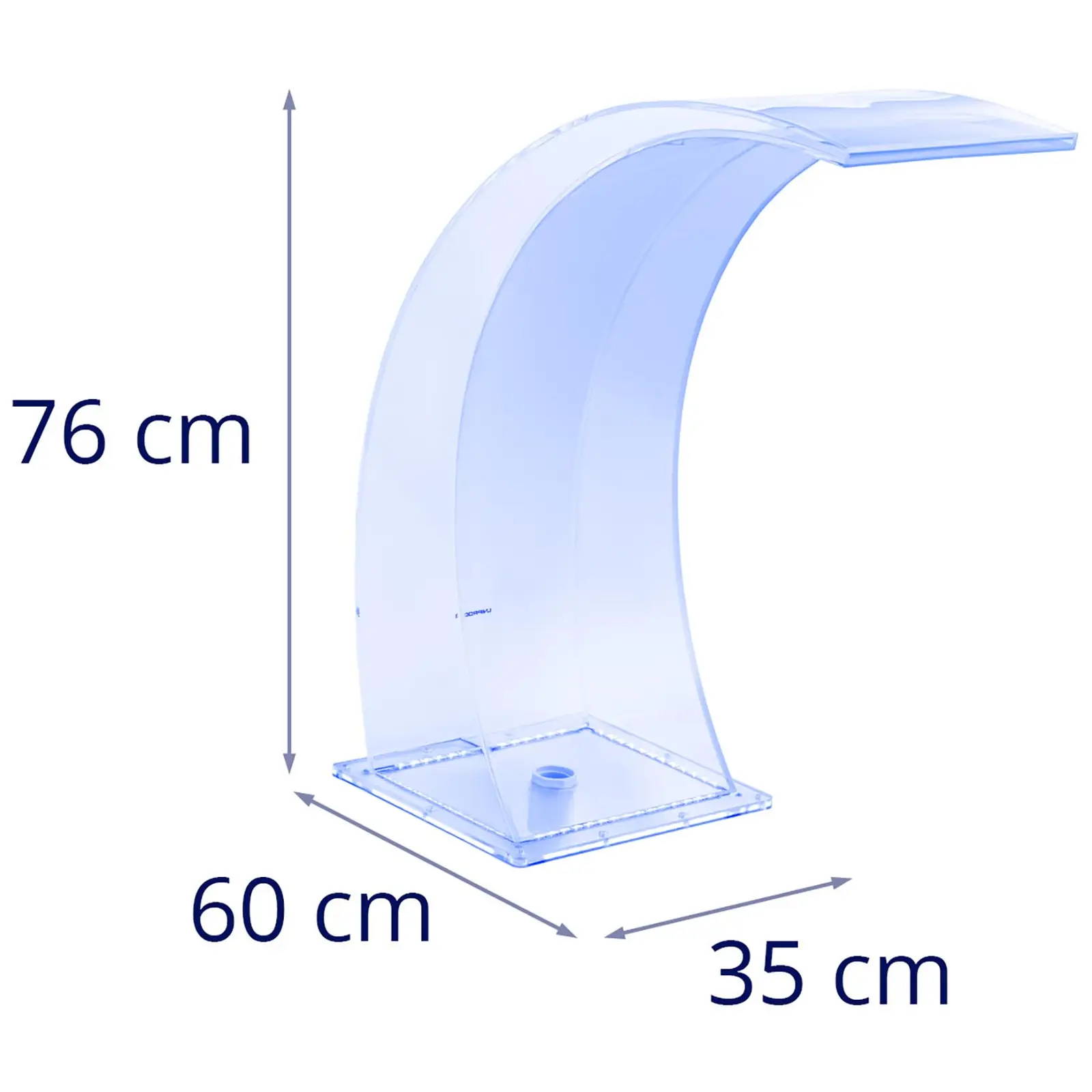 Vesiputoussuihku - 35 cm - LED-valaistus - sininen / valkoinen