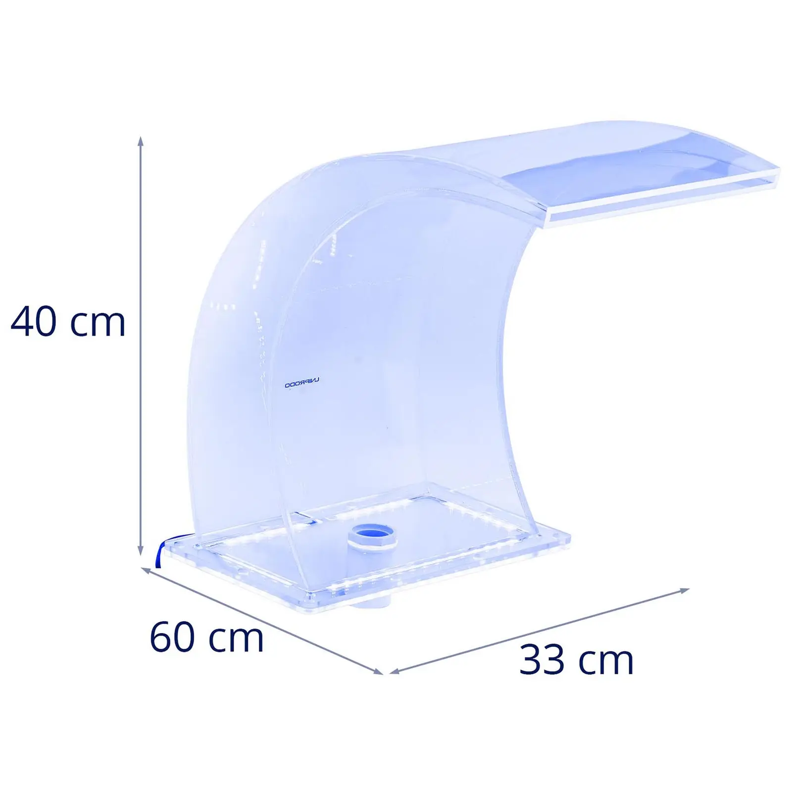 Vesiputoussuihku - 33 cm - LED-valaistus - sininen / valkoinen